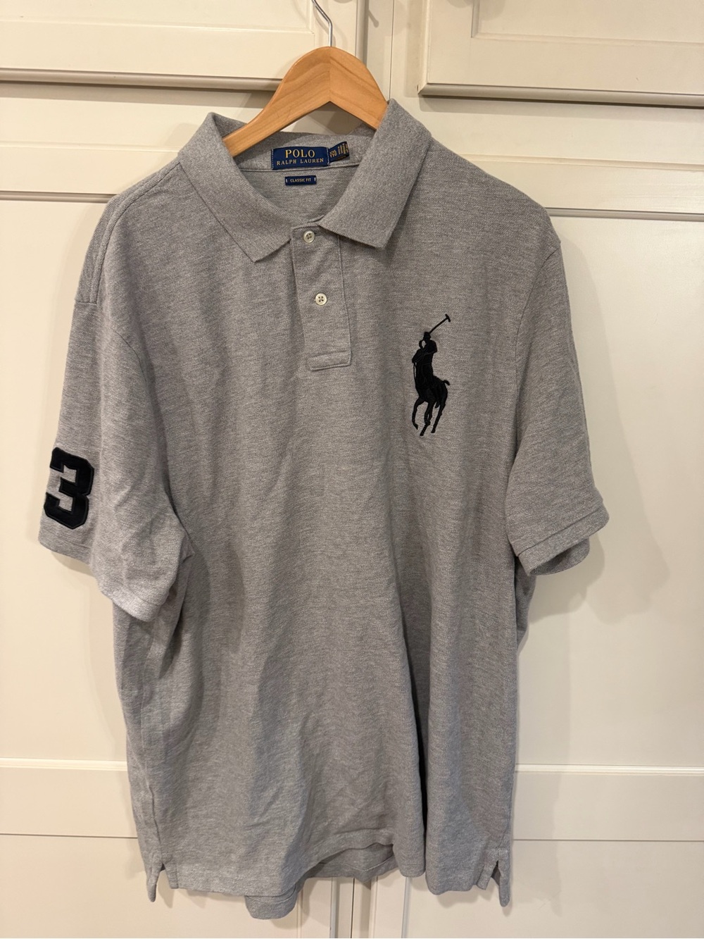 Polo by Ralph Lauren Light Gray Short-Sleeve Polo with Navy Logo